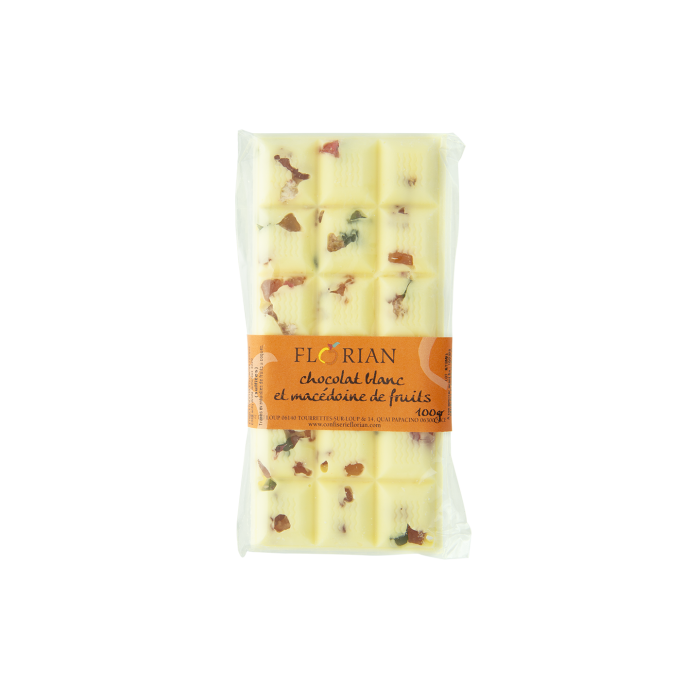 Tablette de chocolat blanc aux fruits confits Confiserie Florian