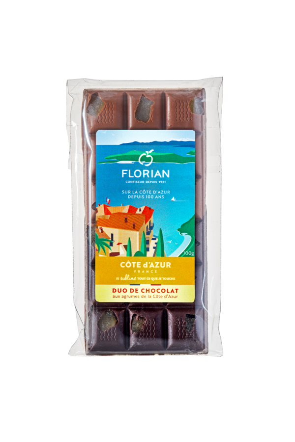 tablette de chocolat lait et noir aux agrumes - Ligne Côte d'Azur France