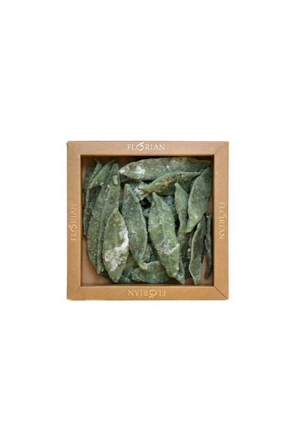 Feuilles de verveine cristallisées boîte 80 g - Confiserie Florian