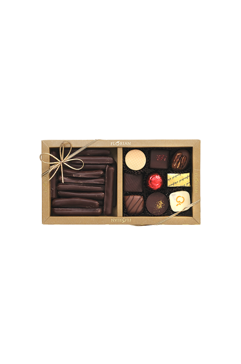 Coffret cadeau chocolat duo tradition - orangette au chocolat - chocolat confiseur - Confiserie Florian