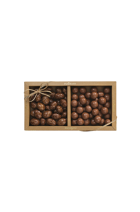 Duo croquant : amandes lait caramel et fleur de sel, choco'sel - Confiserie Florian