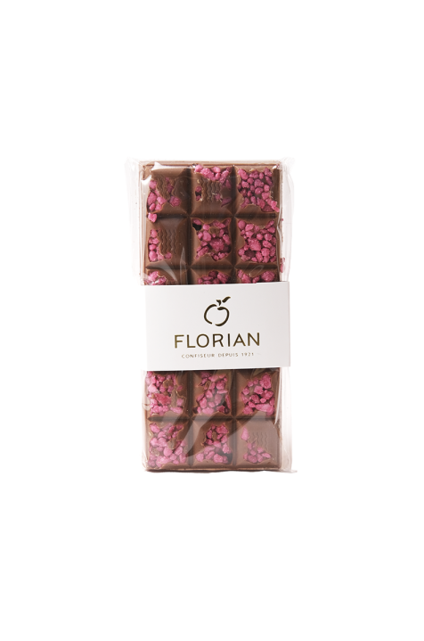 Tablette de chocolat au lait et roses cristallisées - Confiserie Florian
