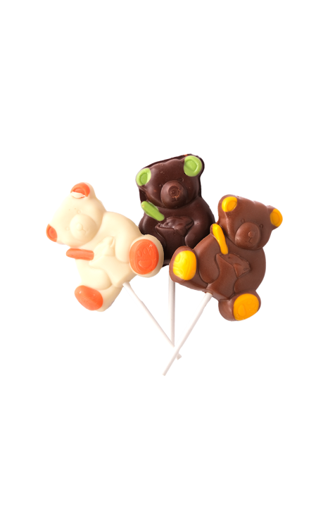 Lot de 3 sucettes ourson de Pâques en chocolat - Confiserie Florian