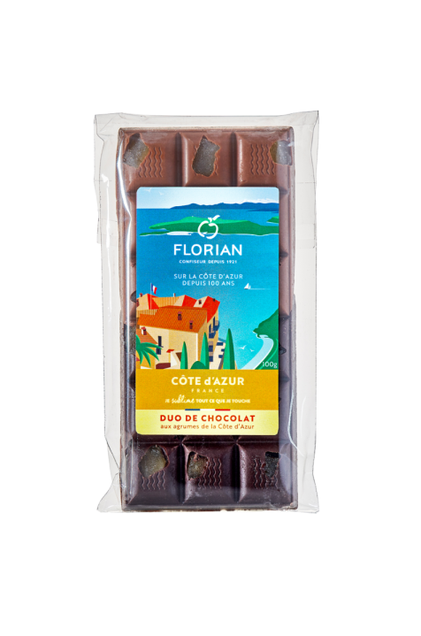 tablette de chocolat lait et noir aux agrumes - Ligne Côte d'Azur France