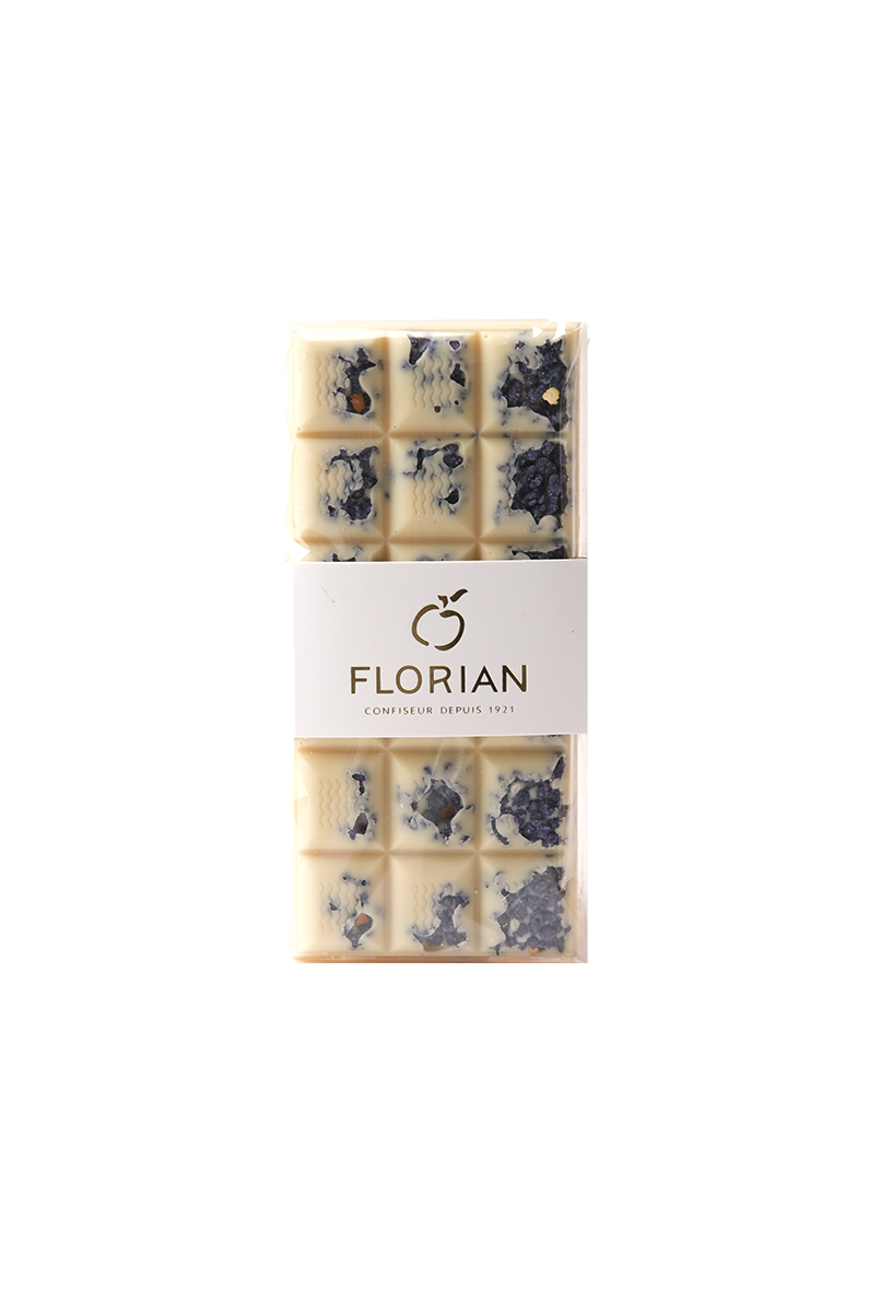 Tablette de chocolat blanc et violette cristallisée - Confiserie Florian
