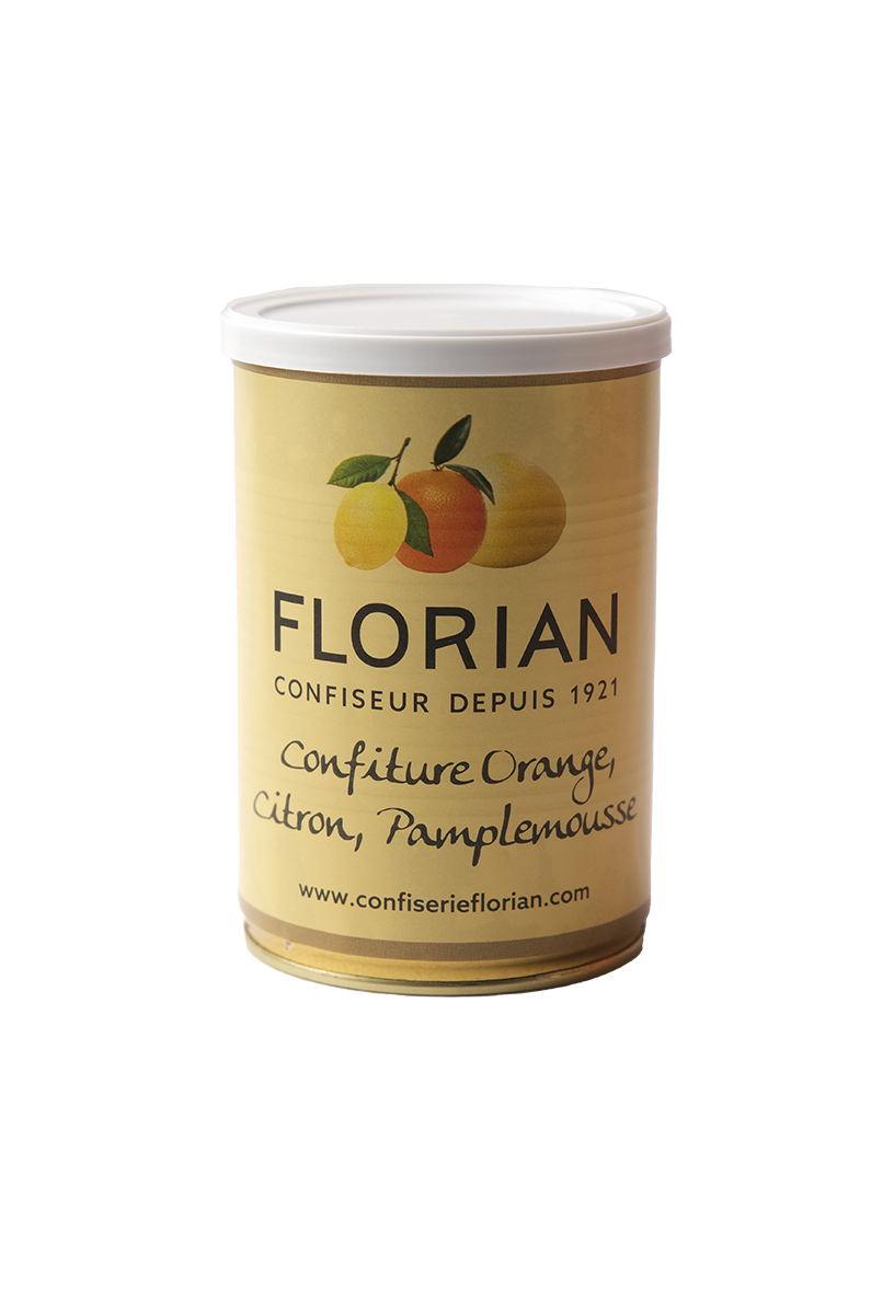 confiture artisanale de 3 agrumes boite 500g