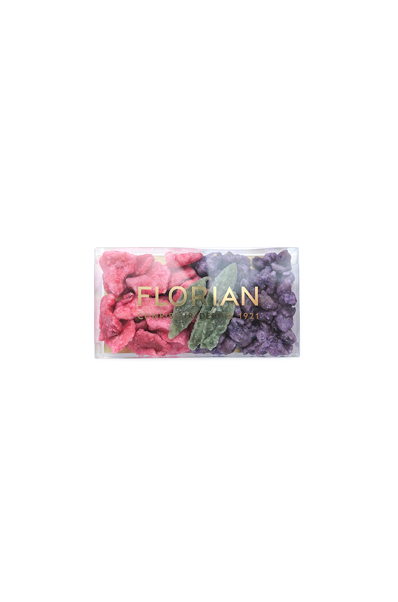 Assortiment de fleurs cristallisées boîte de 150g - Confiserie Florian