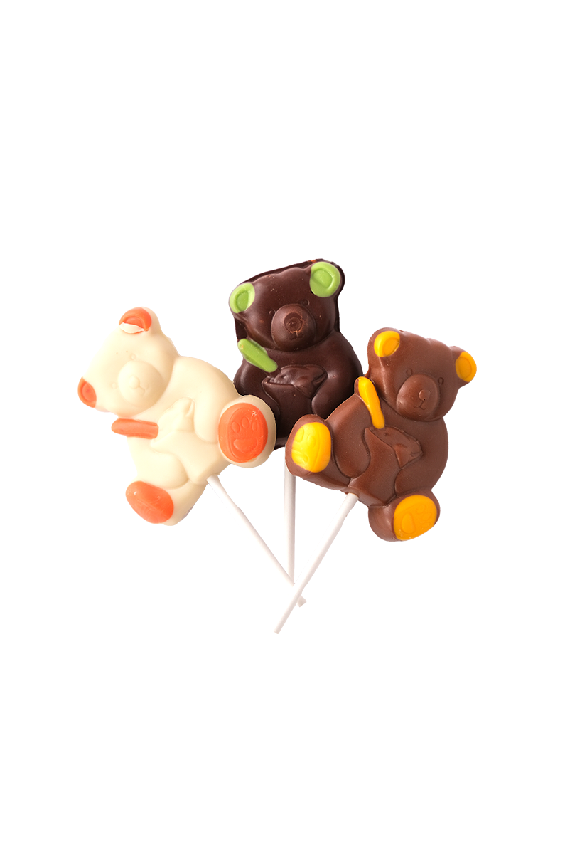 Lot de 3 sucettes ourson de Pâques en chocolat - Confiserie Florian